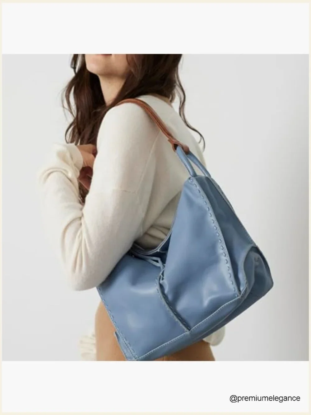 Large Hobo Bag with Zipper Pocket & Magnetic Snap - Premium Leather